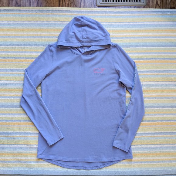 ⭐ Vineyard Vines Long-Sleeve Slub Vintage Tri-Color Whale hooded tee XS - Picture 1 of 11